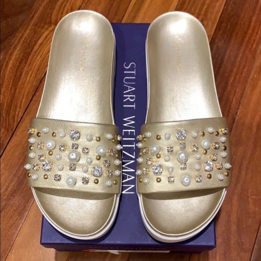 Stuart Weitzman Sun Napa Leather Slides